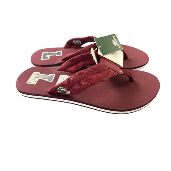 Lacoste Men's Randle SPM Canvas Flip Flop Red Size 11  New - Picture 2 of 16